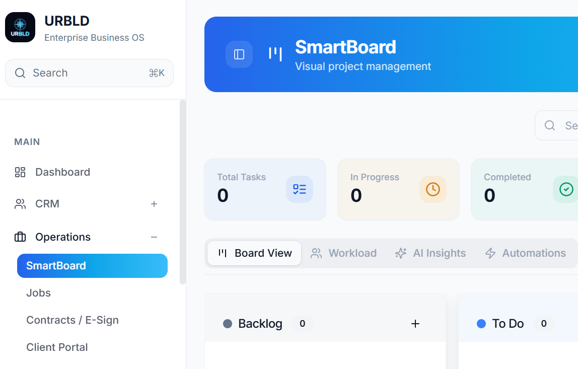 URBLD SmartBoard — visual project management