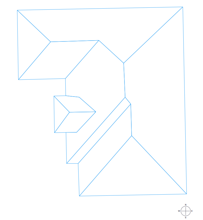 Roof outline detection report showing edges, facets, ridges and valleys